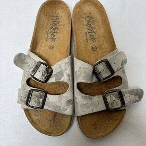 Biostep Double Strap Camouflage Leather Comfort Slip On Sandals Slides Size 6.5